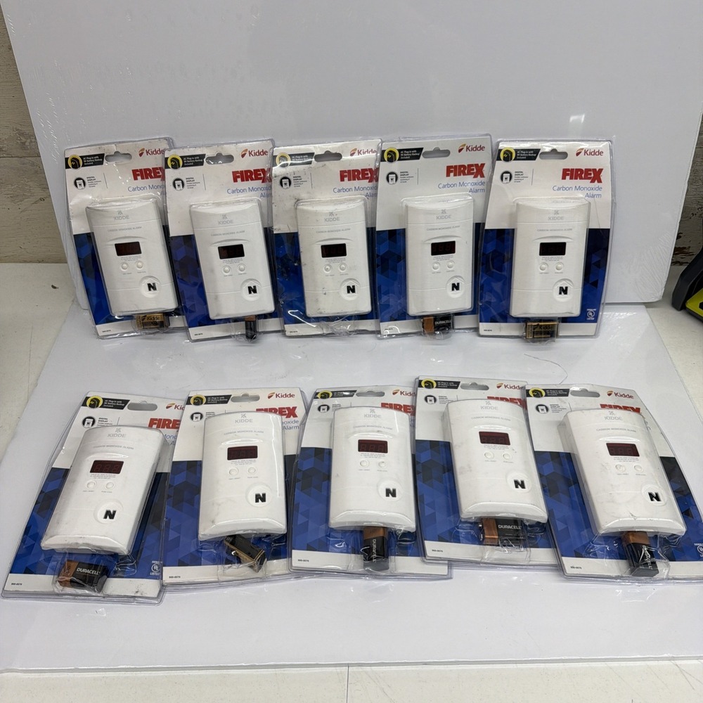 LOT of 10 - Kidde Firex Plug In Carbon Monoxide Alarm Detector w/ Battery Backup